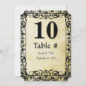 Vintager BlumenDamast Hochzeitstisch Nr. Einladung (Vorderseite)