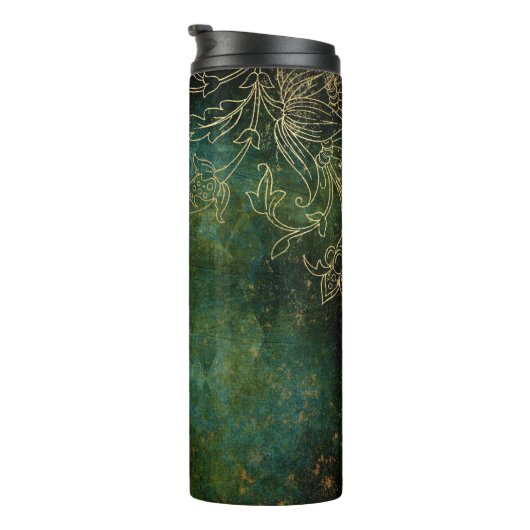 Vintager BlumenDamast Thermosbecher (Nach rechts gedreht)