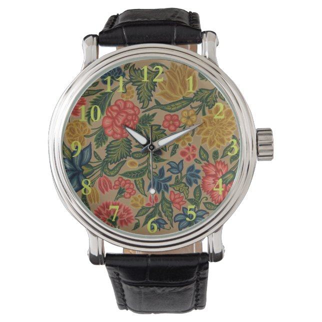 Vintager Blumendesigner Armbanduhr (Vorderseite)