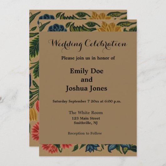 Vintager Blumendesigner Einladung (Vorne/Hinten)