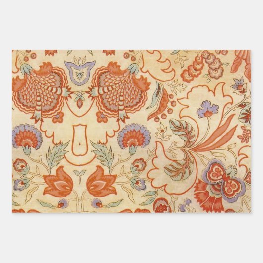 Vintager Blumendesigner Geschenkpapier Set (Vorderseite 3)