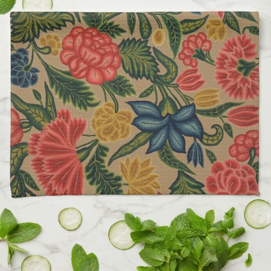Vintager Blumendesigner Geschirrtuch (Gefaltet)