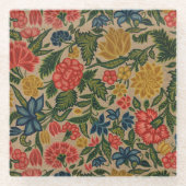 Vintager Blumendesigner Glasuntersetzer (Vorderseite)