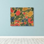 Vintager Blumendesigner Leinwanddruck (Insitu (Holzboden))