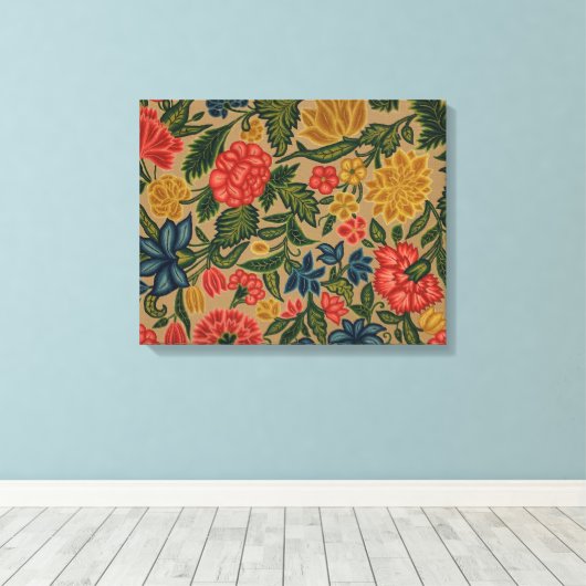 Vintager Blumendesigner Leinwanddruck (Insitu (Holzboden))