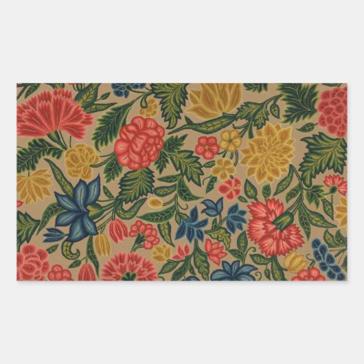 Vintager Blumendesigner Rechteckiger Aufkleber (Vorderseite)