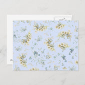 Vintager Blumendruck blau und weiß Postkarte (Vorne/Hinten)