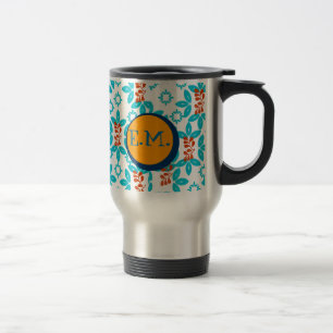 Vintager Blumendruck Mit Monogramm Reisebecher