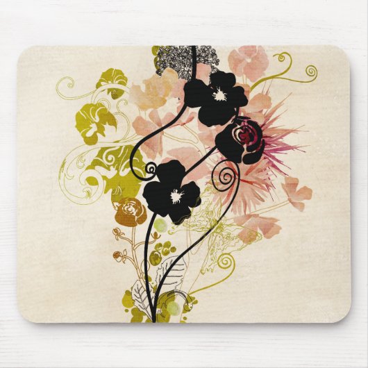 Vintager Blumenentwurf Mousepad (Vorne)
