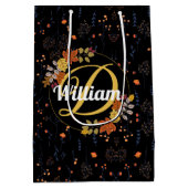 Vintager Blumenfall botanischer zeichn einzigartig Mittlere Geschenktüte (Rückseite)