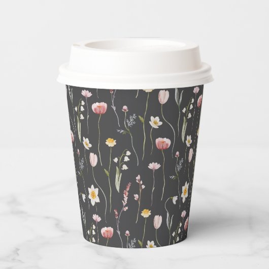 Vintager Blumenfaser Pappbecher (Rückseite)