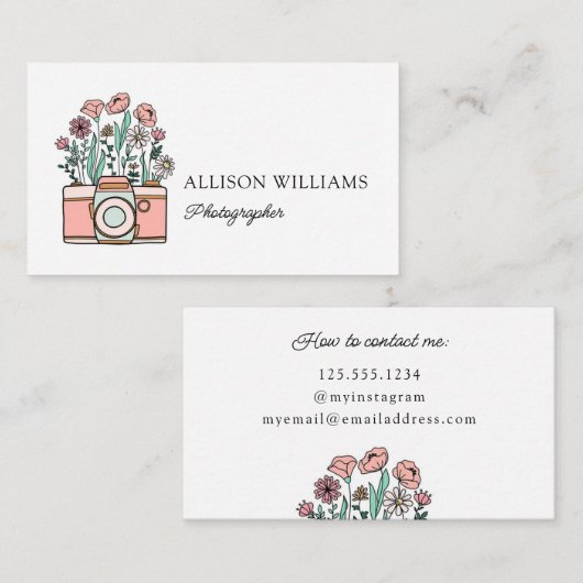 Vintager Blumenfotograf Visitenkarte (Vorne/Hinten)
