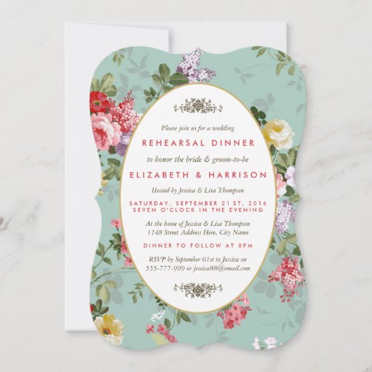 Vintager Blumengarten Abends Probe Einladung (Vorderseite)