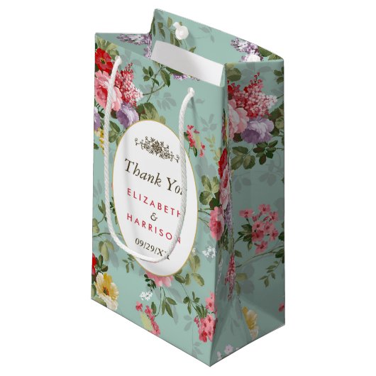 Vintager Blumengarten Botanische Gastgeschenk Hoch Kleine Geschenktüte (Vorderseite Schrägansicht)