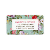 Vintager Blumengarten Botanische Hochzeit Adressaufkleber (Vorne)