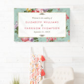Vintager Blumengarten Botanische Hochzeit Banner (Insitu)