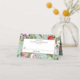 Vintager Blumengarten Botanische Hochzeit Platzkarte