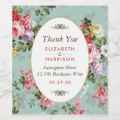 Vintager Blumengarten Botanische Hochzeit Weinetikett (Einzelnes Label)