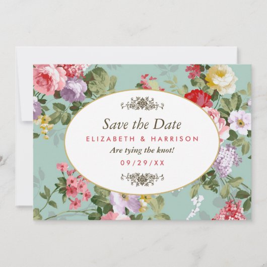 Vintager Blumengarten Botanisches Save the Date (Vorderseite)