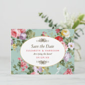 Vintager Blumengarten Botanisches Save the Date (Stehend Vorderseite)