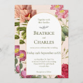 Vintager Blumengarten Einladung zur Hochzeit (Vorne/Hinten)