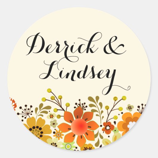 Vintager Blumengarten Folklore | gelb Runder Aufkleber (Vorderseite)