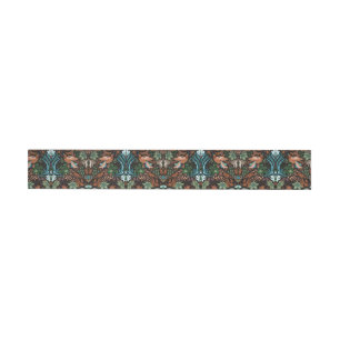 Vintager Blumengarten Goldvogel Lux Muster Rundum-Adressaufkleber