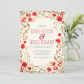 Vintager Blumengarten Hochzeit Einladung (Stehend Vorderseite)