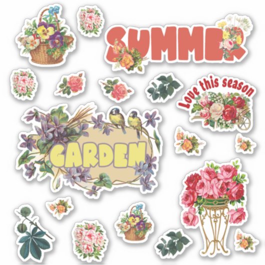 Vintager Blumengarten Lover Aufkleber (Vorderseite)