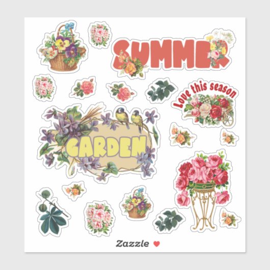 Vintager Blumengarten Lover Aufkleber (Blatt)