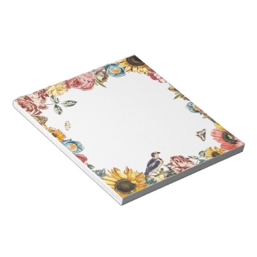 Vintager Blumengarten Notizblock (angewinkelt)