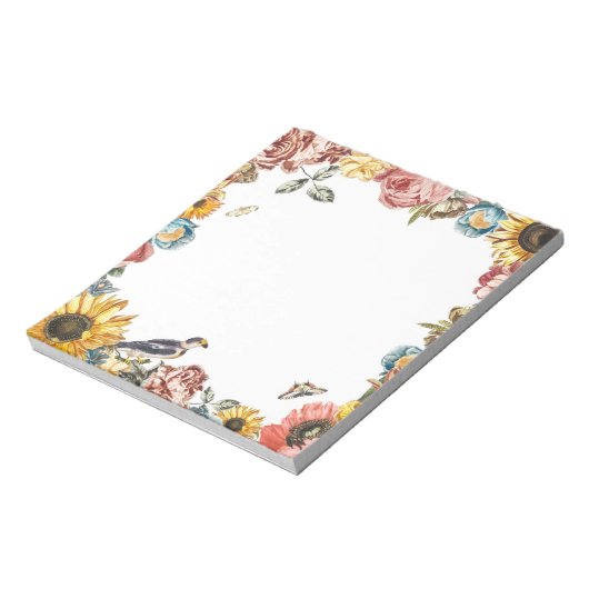 Vintager Blumengarten Notizblock (Rotiert)