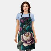 Vintager Blumengarten Peony Rosa Veilchen Schürze (Getragen)