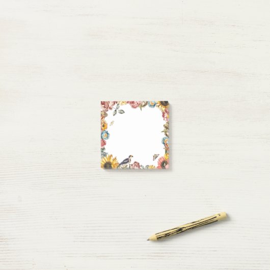 Vintager Blumengarten Post-it Klebezettel (Auf Schreibtisch)
