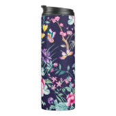 Vintager Blumengarten Regenbogen Butterfly Blau Thermosbecher (Nach rechts gedreht)