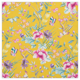 Vintager Blumengarten Regenbogen Schmetterling Gel Stoff