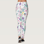 Vintager Blumengarten Regenbogen Schmetterling wei Leggings (Rückseite)