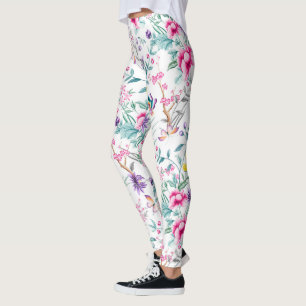Vintager Blumengarten Regenbogen Schmetterling wei Leggings