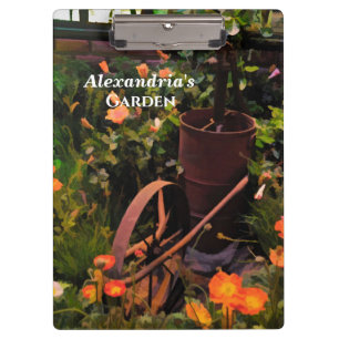 Vintager Blumengarten Wasserfarben Blütenmassage Klemmbrett