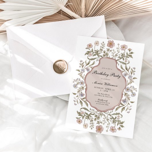 Vintager Blumengeburt Einladung