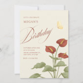 Vintager Blumengeburtstag Einladung (Vorderseite)