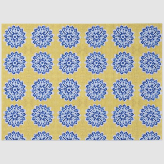 Vintager Blumengelb Portugiesischer Ton Seidenpapier (Vorderseite)