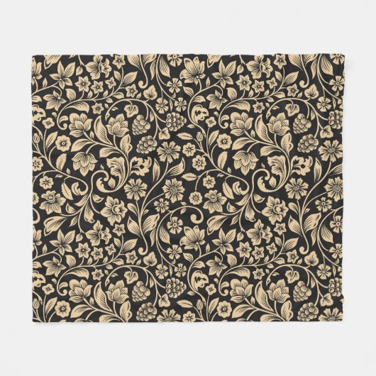 Vintager, blumengeschmückter, grau gezimmerter Hin Fleecedecke (Vorderseite (Horizontal))