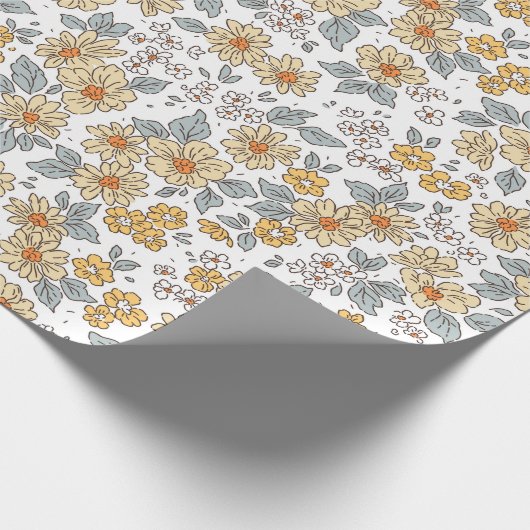 Vintager blumengeschmückter Hintergrund. Blumenmus Geschenkpapier (Ecke)