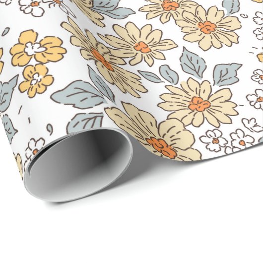 Vintager blumengeschmückter Hintergrund. Blumenmus Geschenkpapier (Rolleneckpunkt)