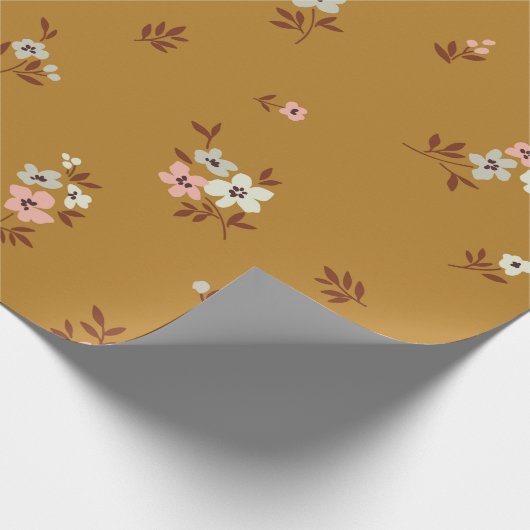 Vintager blumengeschmückter Hintergrund. Blumenmus Geschenkpapier (Ecke)