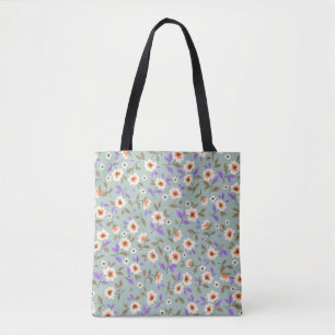 Vintager blumengeschmückter Hintergrund. Blumenmus Tasche