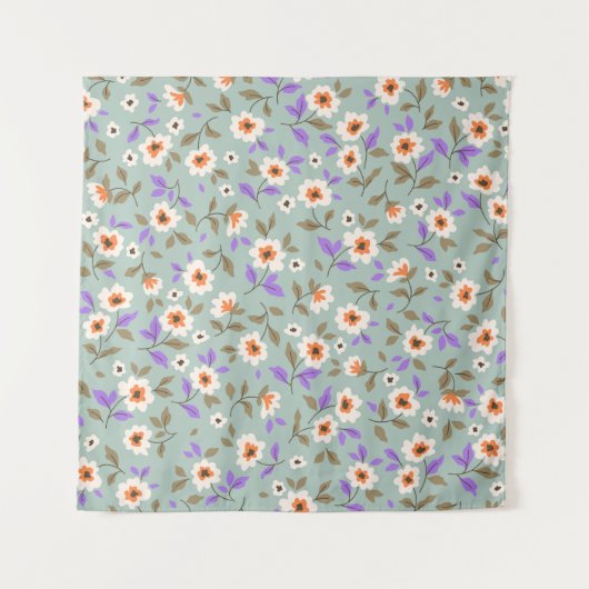 Vintager blumengeschmückter Hintergrund. Blumenmus Wandteppich (Vorderseite)