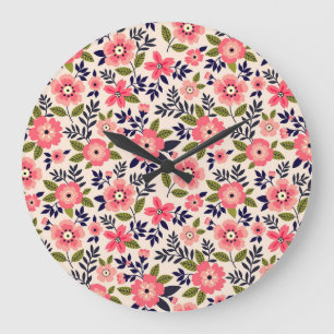 Vintager blumengeschmückter Hintergrund, göttlich Große Wanduhr