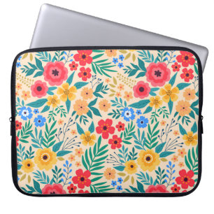 Vintager blumengeschmückter Hintergrund. Nahtlose Laptopschutzhülle